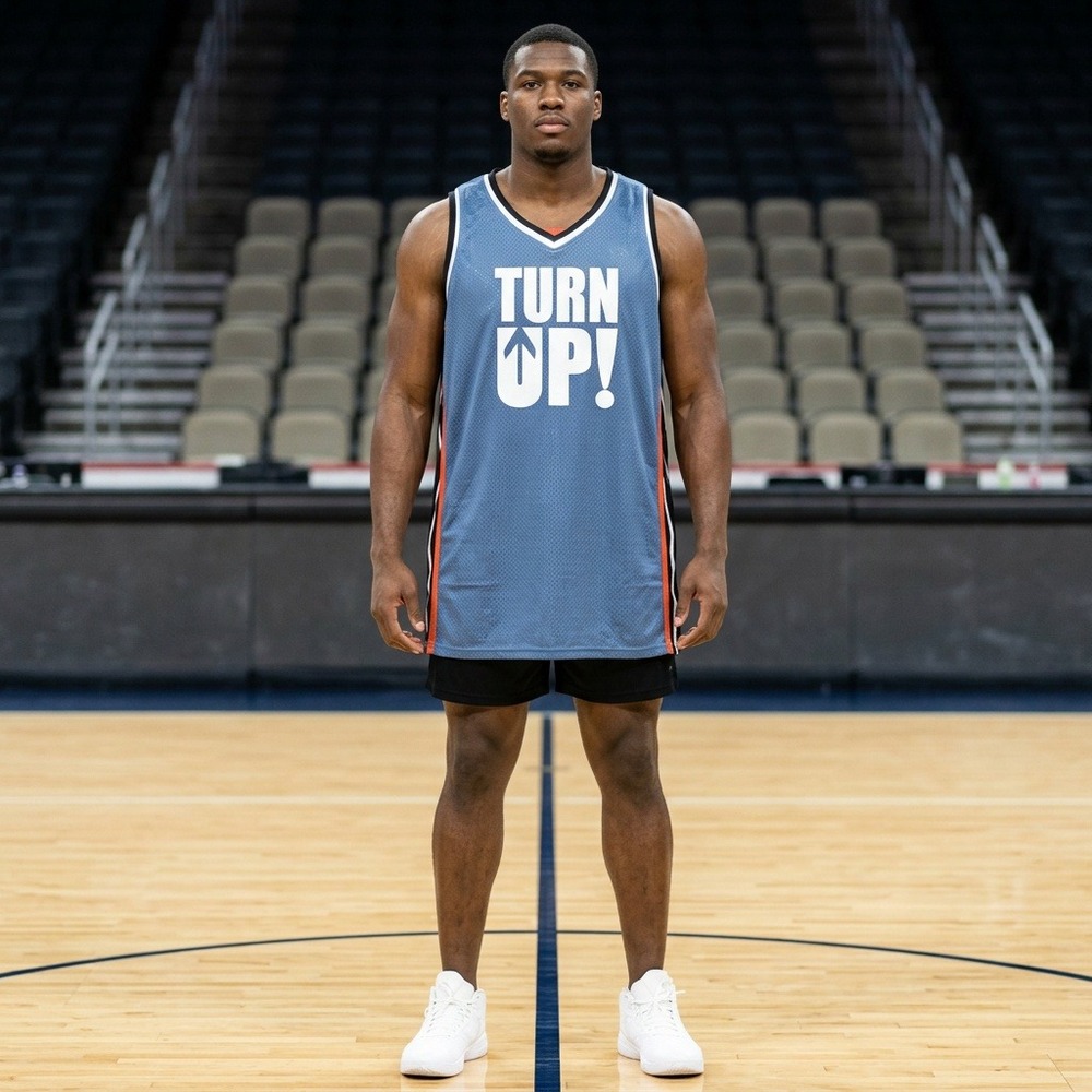 WuHou Basketball Jersey Turn Up Graphic Mens XXXL Blue Mesh Sleeveless Shirt